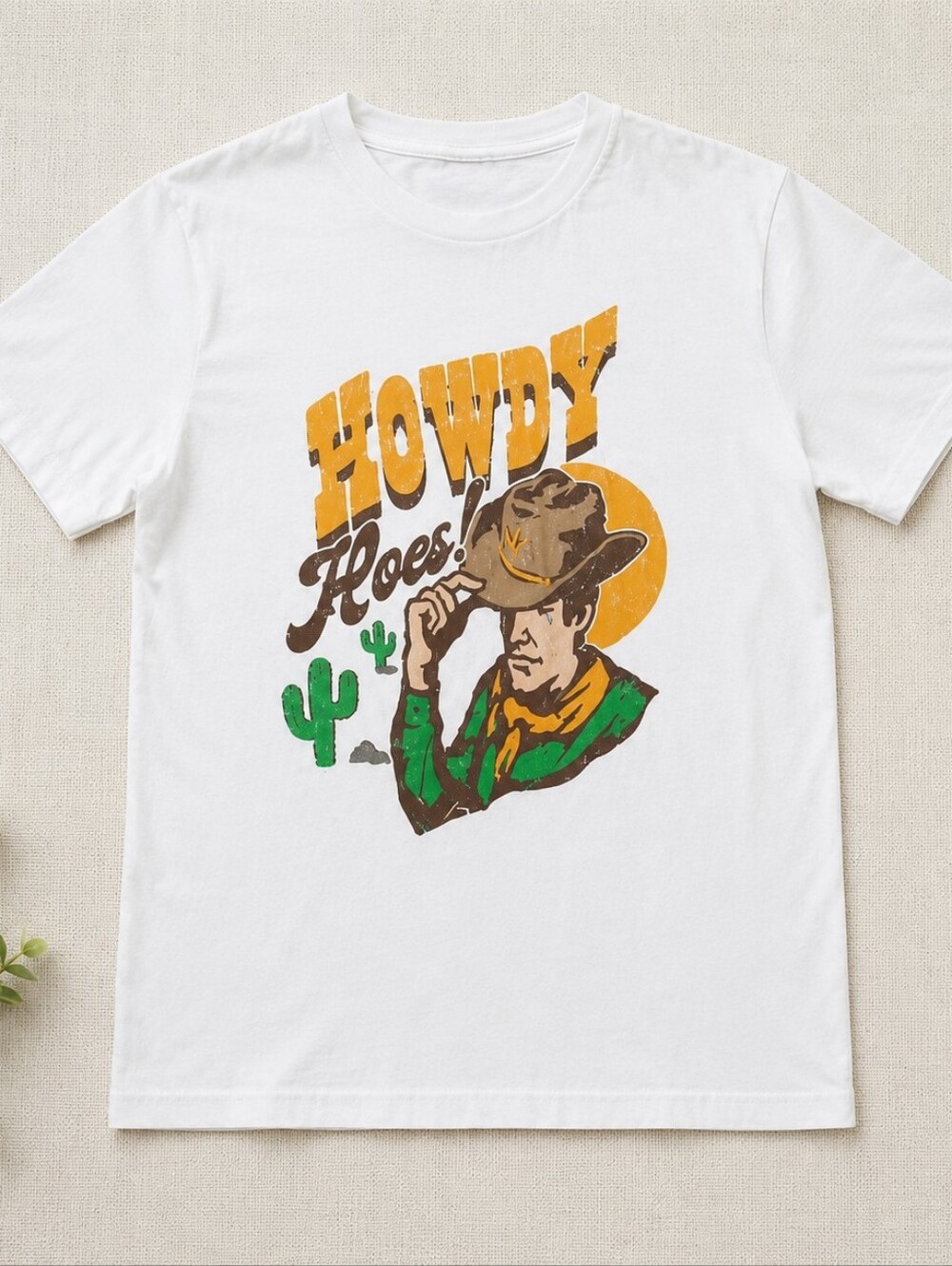 Spencer’s Men’s Medium Howdy Hoes Cowboy Western Graphic Tee White